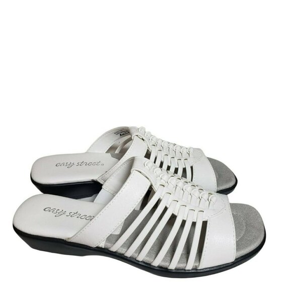 Easy Street Womens Nola White Open Toe Slip On Backless Slide Sandals Size 7.5 N - Picture 4 of 10